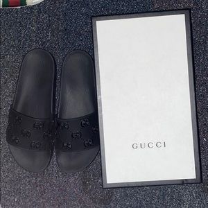 Men’s black Gucci slides. Size 12